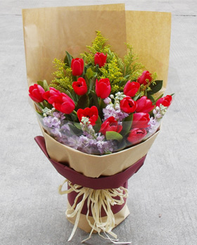 16 Red Tulips